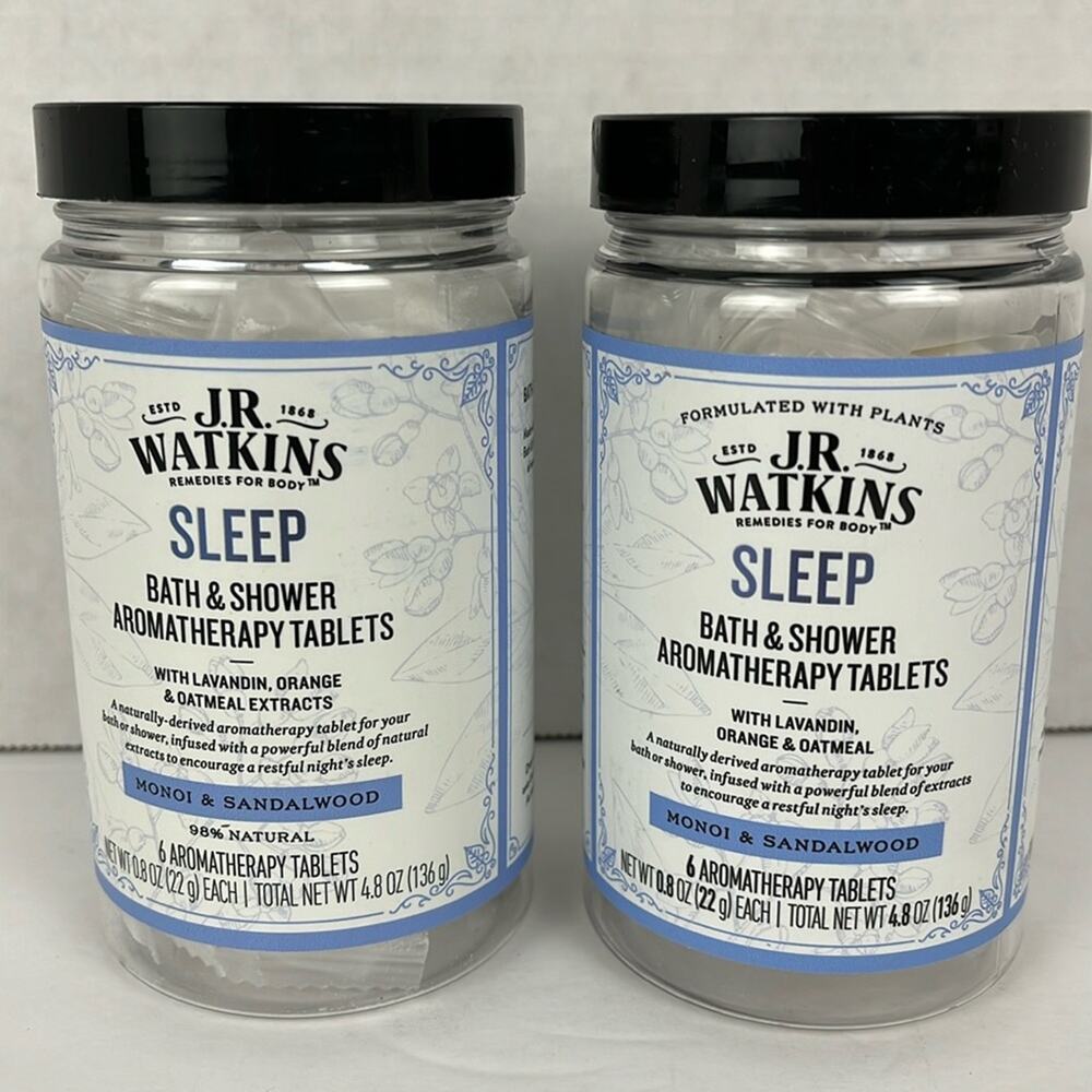J.R. Watkins Bath & Shower Aromatherapy Tablets Sleep Monoi Sandalwood 6 tabs X2